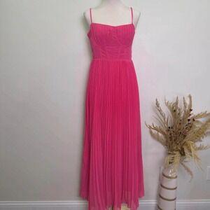 Zeflows Hot Pink Size M Pleated Bustier Maxi Dress